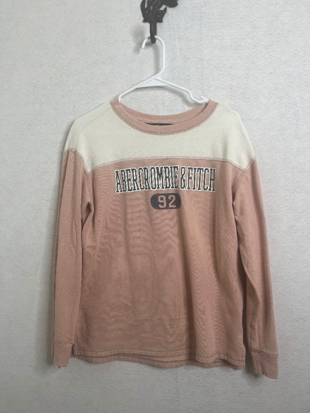 Abercrombie & Fitch 92 Long Sleeve Shirt Pink Cream Colorblock Small
